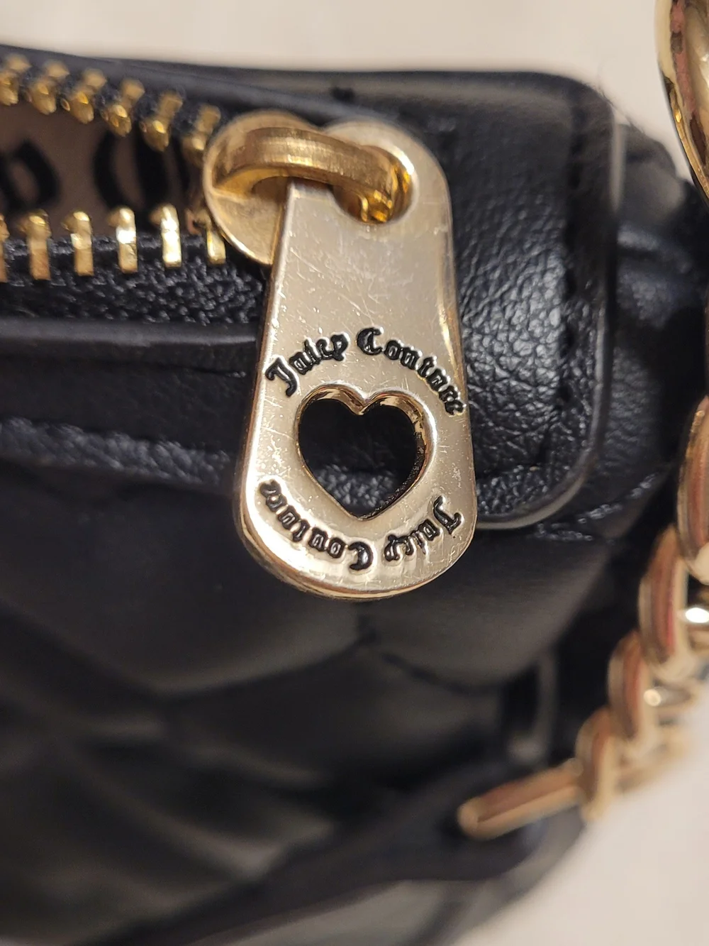 Juicy Couture Black Quilted Heart Logo Crossbody